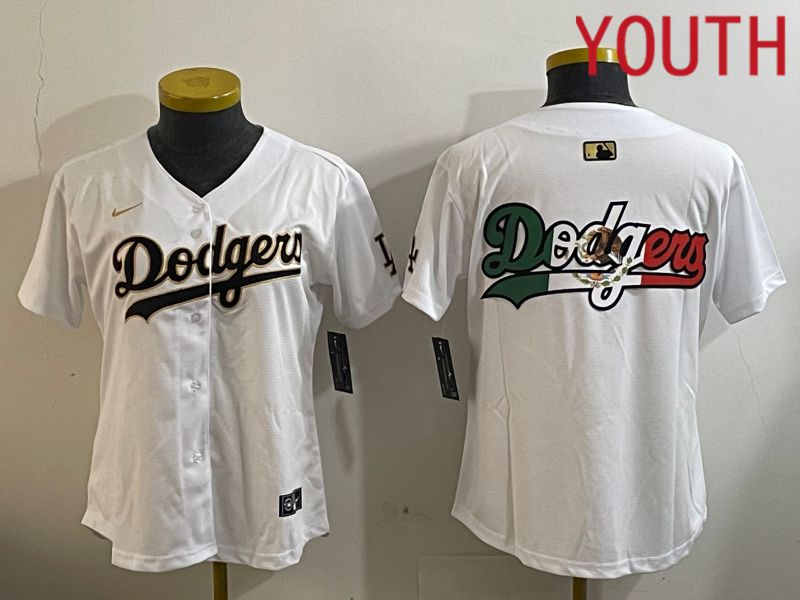 Youth Los Angeles Dodgers Blank White Game 2024 Nike MLB Jersey style 12054